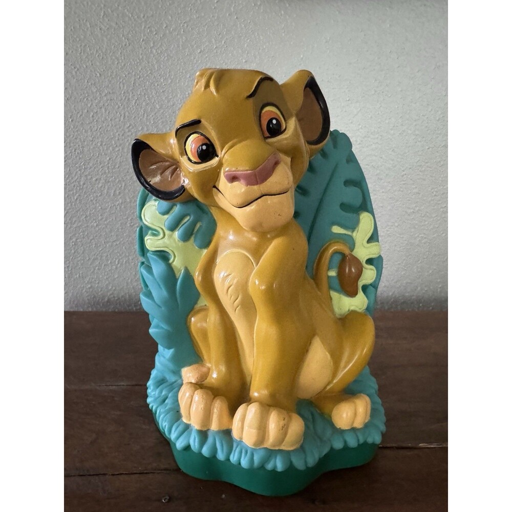 Young Simba From Disney 1994 Lion King Vintage Plastic Coin Bank w/ Plug EUC